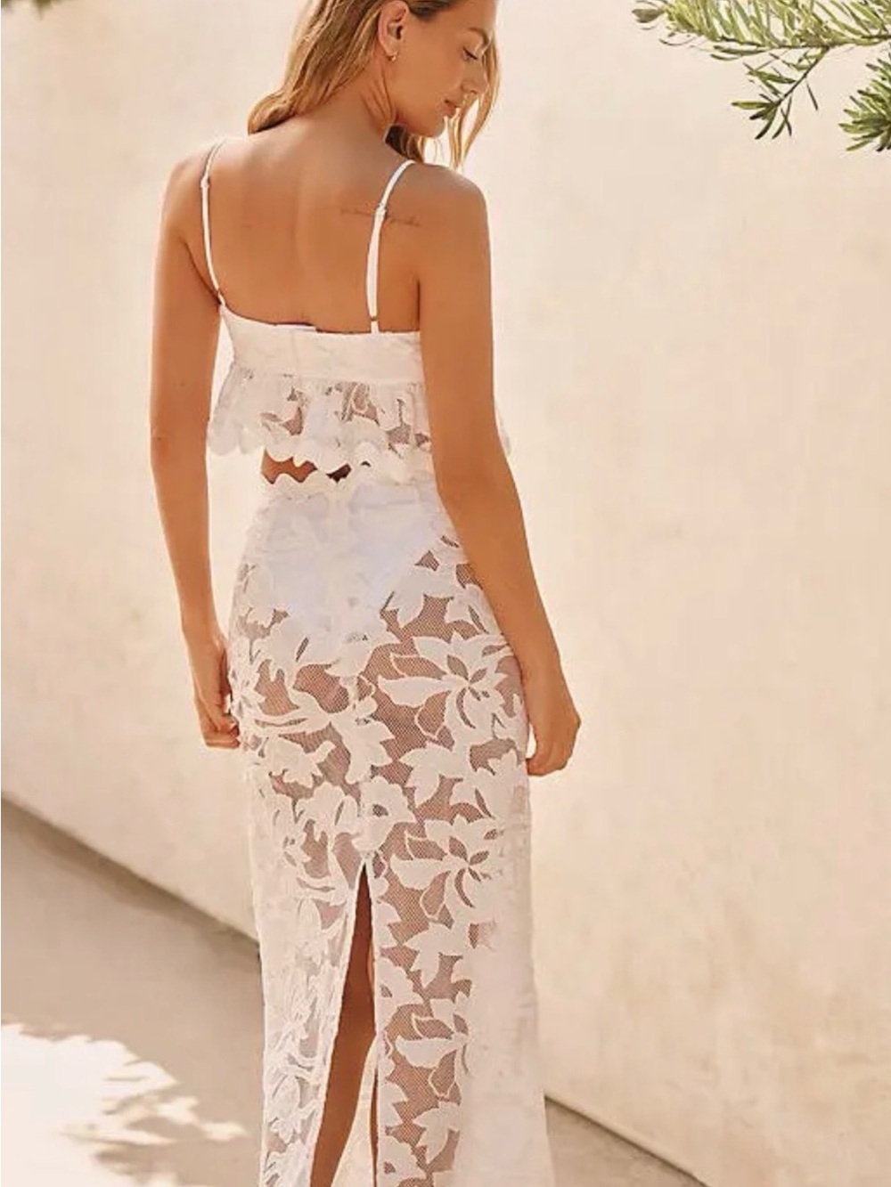 Anthropologie White Lace Floral Cami